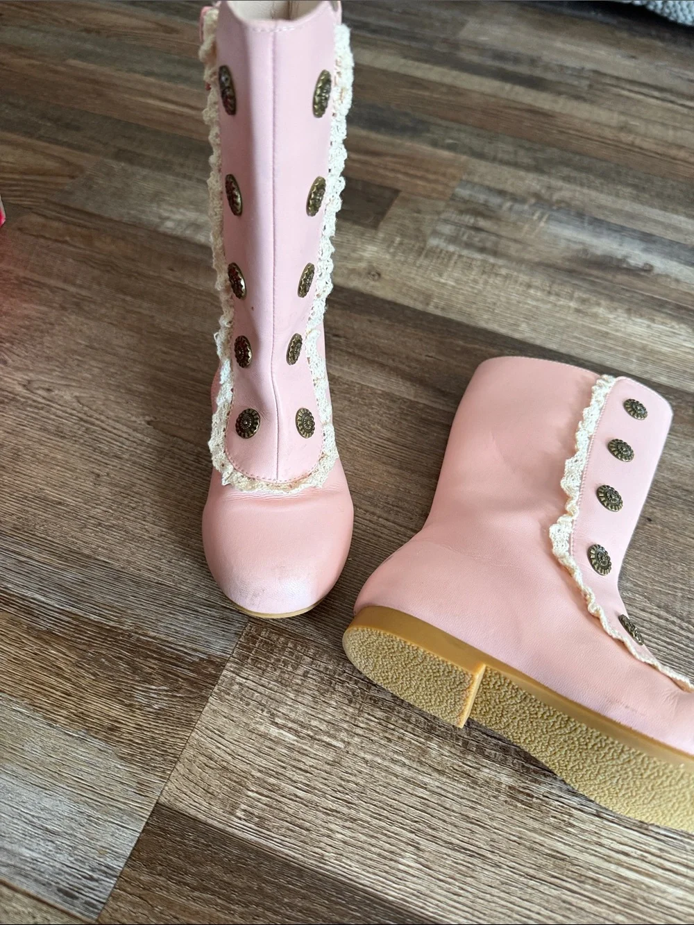 Pink Lace-Trim Girls' Ankle Boots